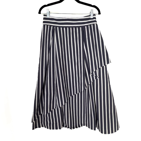 Halogen Dresses & Skirts - Halogen x Atlantic-Pacific Navy/White Striped A Line Midi Skirt Sz S Coastal